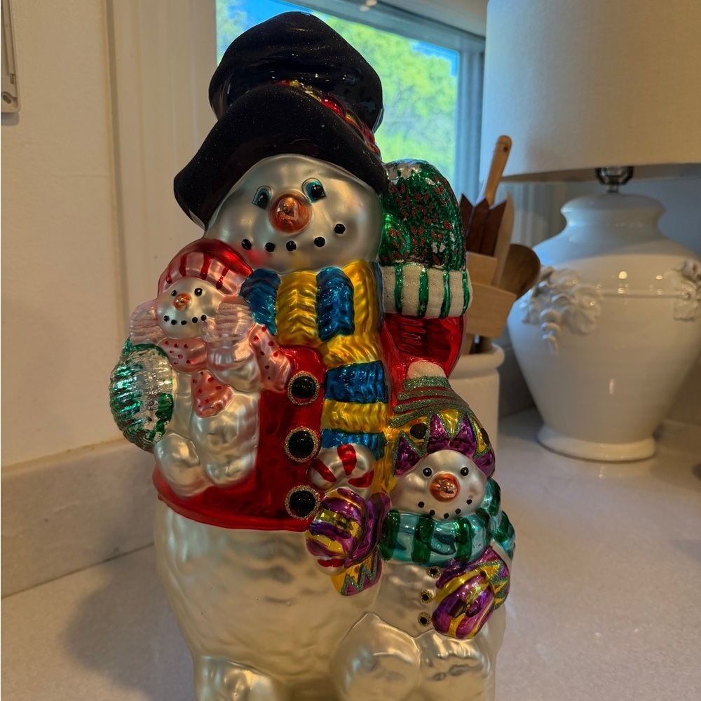 Large traditions hand blown vintage Snowman Family Holiday Decor